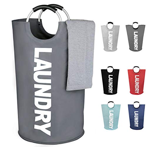 Large Laundry Basket Oxford Cloth Storage Bag Collapsible Fabric Laundry Hamper Foldable Clothes Bag Folding Washing Bin (Deep Grey)