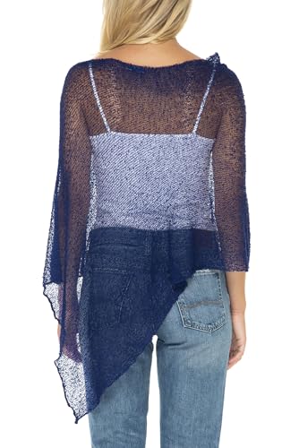 Image of SHU-SHI Womens Sheer Knit Poncho Shrug Lightweight Cover Up One Size Fits Most