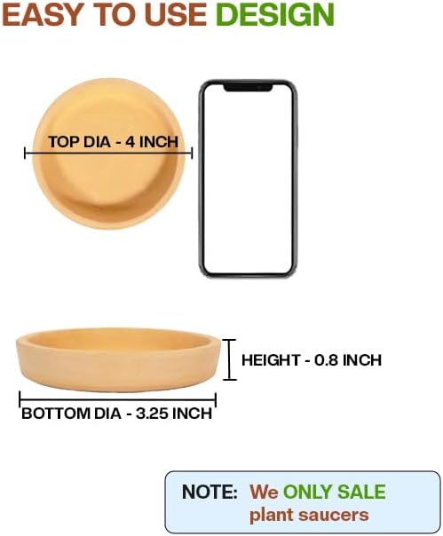 Village Decor Terracotta Saucer/Tray/Base Plate Planter Tray - Pack of 6(Dia-4 inch)
