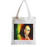 Weich und robust French Unicorn Tote Bag Einkaufstasche Bob Marley Chanteur Star Reggae Jamaika Rasta, weiß, Einheitsgröße
