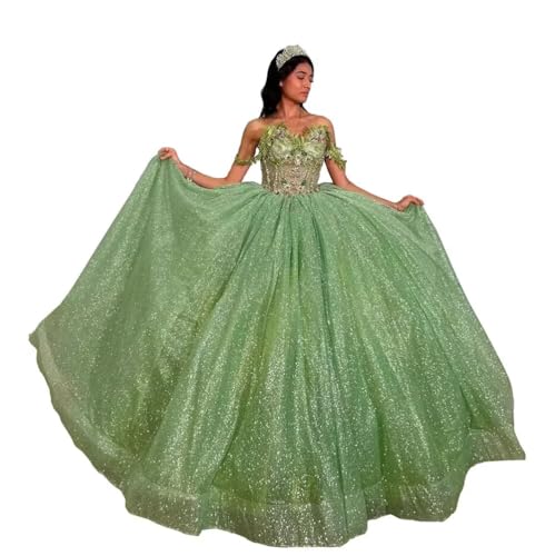 Bling Tulle Diamaonds Floral Applique Sheer Bodiece Formal Quinceanera Dresses Sweet 15 Girls Prom 2025