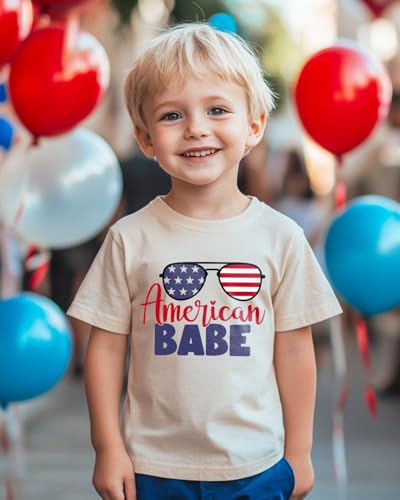 4th of July Shirt for Toddler Boys Girls Kids, USA Red White and Blue Shirts, American Flag Independence Day Tee 2-8T2