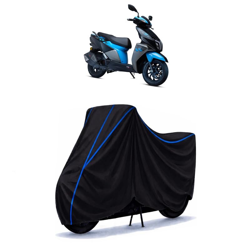 Image of Scooty Cover Water Resistant for Ntorq 125 Race Edition | Universal Scooter & Bike Cover | Heavy Duty UV Dust, Rain & Scratch Protection Weather Indoor Outdoor | Black with Blue Piping