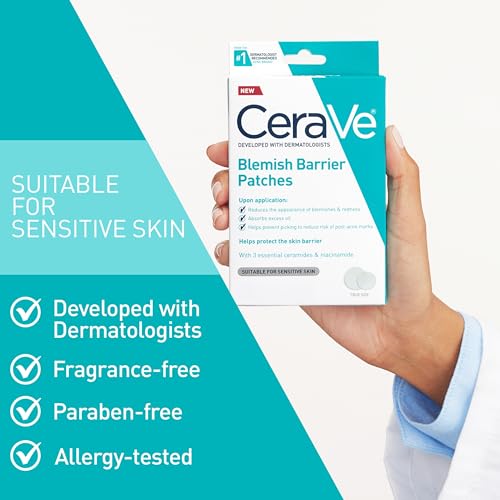 CeraVe Hydrocolloid Blemish Patches, Oil Absorbing Spot Control with Ceramides and Niacinamide, Allergy-Tested & Suitable For Sensitive Skin, Ultra-Thin & Blends Into All Skin Tones, 22ct - Image 6
