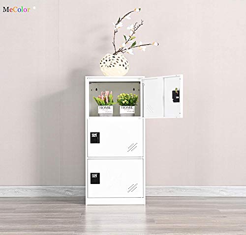 Mecolor Furniture Digital Lock Metal Locker Organizer With Padlock And Shelf Small Size For Gym (P3V, Full White) #TOP5