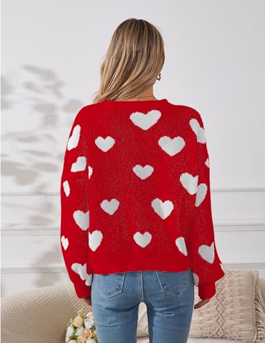 Image of Libsorge Womens Valentine Heart Sweater 2026 Valentines Day Trendy Cute Oversized Long Sleeve Pullover Sweaters