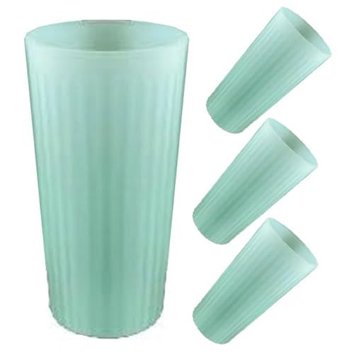 Tumbler Cup - Stackable 4pack BPA Free, 20% Post Recycled - 24oz, Unbreakable Shatterproof Child Friendly Room Essentials Classic Americana Diner Style Fluted Sides - Frosted Seafoam Green Uranium