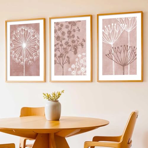 Image of kotart Floral Wall Art Home Decoration | Aesthetic Paintings With Frame For Living Room Bed Room Hotel Wall Decor Digital Reprint Set of 3 (35x37 Inch)