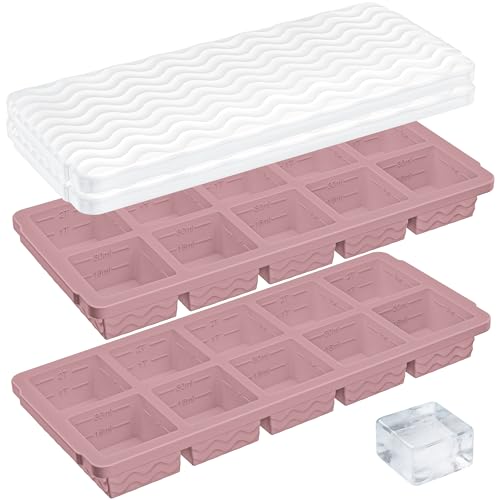 Image of Aopigavi 2-Pack Ice Cube Trays, 10 Cubes 2 Tbsp. Silicone Freezer Molds with Lids, Reusable Ice Trays for Freezer, Kitchen, RV, Cocktail, Whiskey, Coffee, Soup & Food, BPA Free, Dishwasher Safety