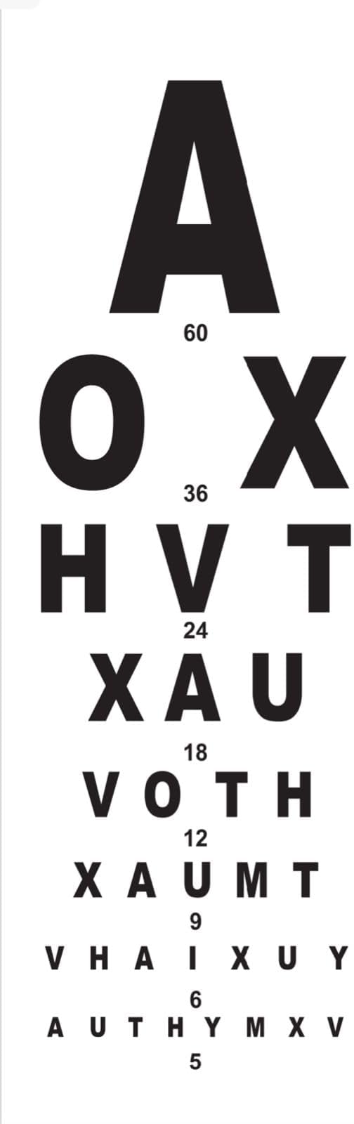 VISION CHART A Vision Test Chart (Snellen) snellen chart snellens vision chart