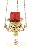 Coupelle en verre rouge fournie et chaîne de retenue