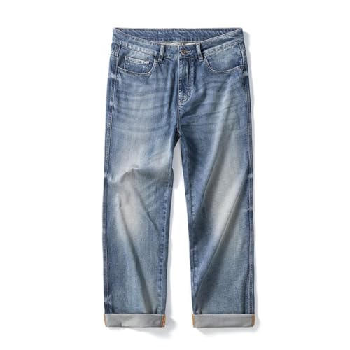 Men's Wide Leg Pants Baggy Jeans Straight Loose Lyocell Stretch Light Denim Pants4