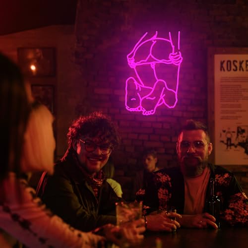 Image of Lady Neon Signs for Wall Decor 23.6 inches Led Sexy Women Sliding Panty Lights Sign Bedroom Bar Club Game Room Man Cave Bar Wall Art Gift