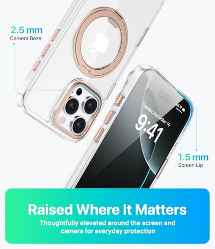 Image of for iPhone 16 Pro Max Case, Compatible with MagSafe, Slim Shockproof Military-Grade Rugged Protective Case with Stand, Camera Control, Comfort Grip (G-Gold, iPhone 16 Pro Max)