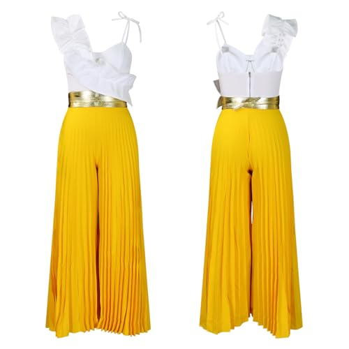 Sexy Ruffled Sleeveless Top, Wide Leg Wide Leg Pants Set3