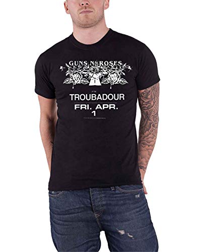 Image of Guns N Roses T Shirt LA Troubadour Gig Flyer Band Logo Official Mens Black S