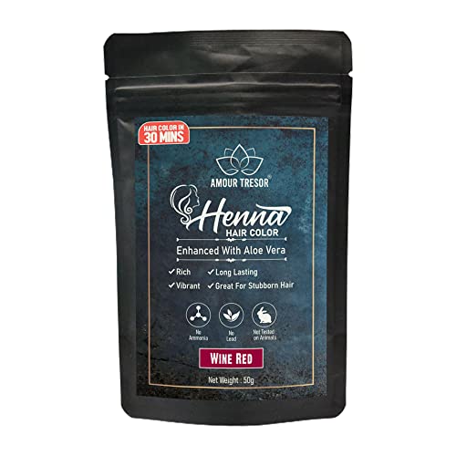 Amour Tresor 30 Minute Henna Hair Color Infused with Goodness of Herbs. Ammonia Free Hair Dye (Pack of 1, Wine Red)