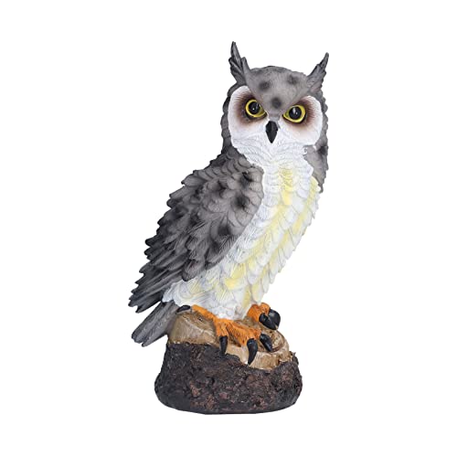 Hztyyier Figurine de Hibou en Résine Statue de Hibou de Jardin Sculptures Animales Cadeaux pour Décor de Jardin, Ornements de Pelouse, Cadeau de Décorations D'intérieur et D'extérieur(Plumes Grises)