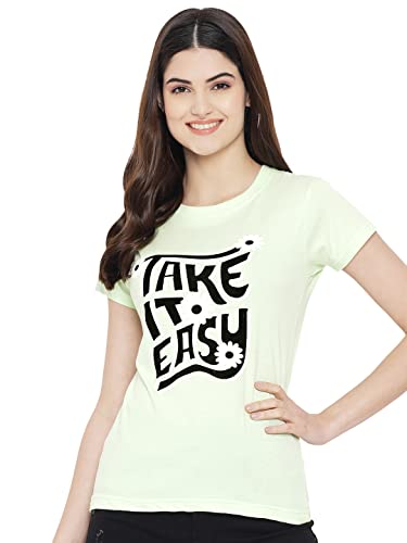 Image of Preneum Women's Cotton Regular Fit Graphic Stylish Printed Short Sleeves Casual T-Shirt |Trend & Styles