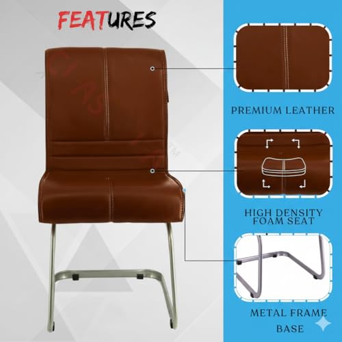 Image of NEWTURN Thanos No-Handles (Pre-Assembled) Office Visitor Chair| Fixed Stand Chair| Computer Chair| Study Chair| Desk Chair| Work from Home| Teak Wood Workstation Chair with 2 Years Warranty (Brown)