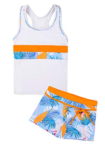 Image of Uhnice Girls Swimsuit Two Piece Tankini Swimwear with Boyshort