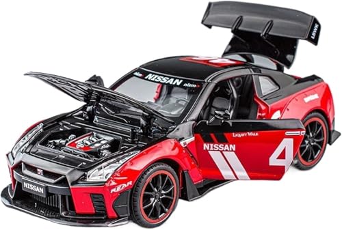 Image of 1:24 Nissan GTR R50 Diecast Model Car | Alloy Metal Pull Back Toy Vehicle with Sound, Light & Openable Doors | Racing Car Toy for Kids & Collectors (RED)