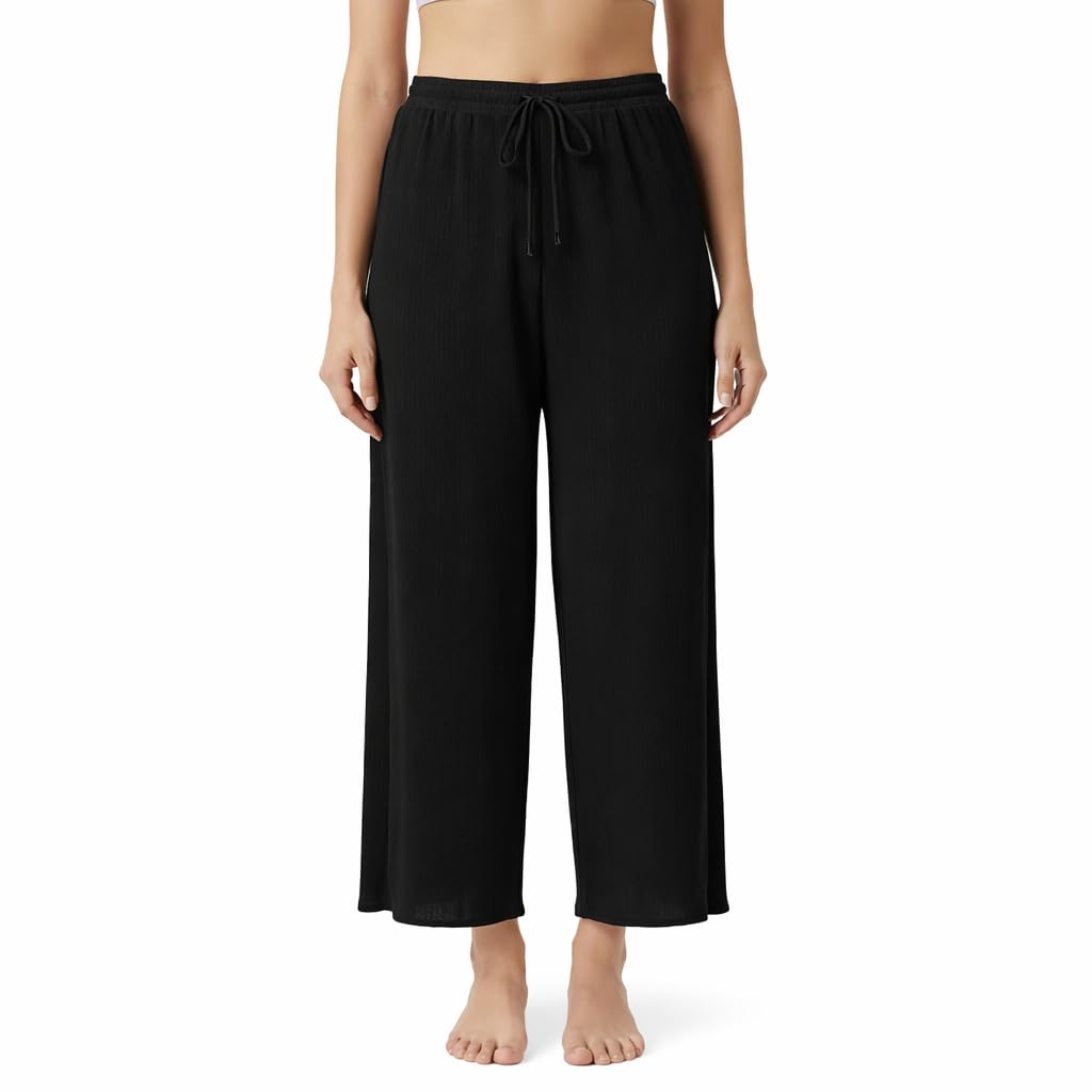 Women's Wide-Leg Trouser|Palazzo Pants|High Waist Flowy Trousers with Drawstring|Lightweight Casual & Travel Wear|Women Trousers Pants-picture-10