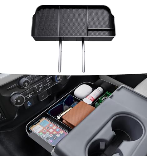 Sinvanho Center Console Organizer for 2011-2024 2025 Ford F150 F250 F350 F450 F550 F650 Accessories, Front Center Seat Headrest Storage Tray for Pickup Truck Middle Armrest Box, Jump Seat Only