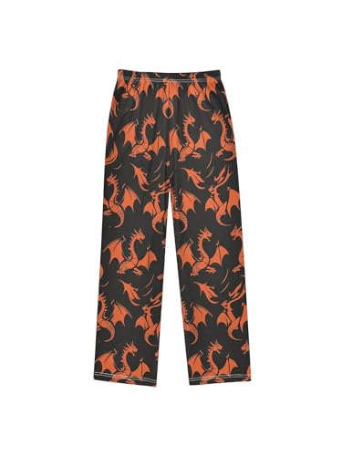 Silhouette Fire Dragon Boys Pants for Kids Jogger Pants with Pockets S2