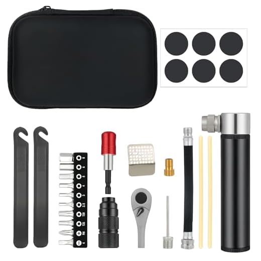 ARCUAT 28Pcs Bike Tool Kit Portable, 1/4 Inch Small Torque Wrench Magnetic Ratchet Screwdriver Set, Bicycle Repair Kit Compact for Mountain Road Electric E Ebike, Bike Tire Tube Patch with Mini Pump