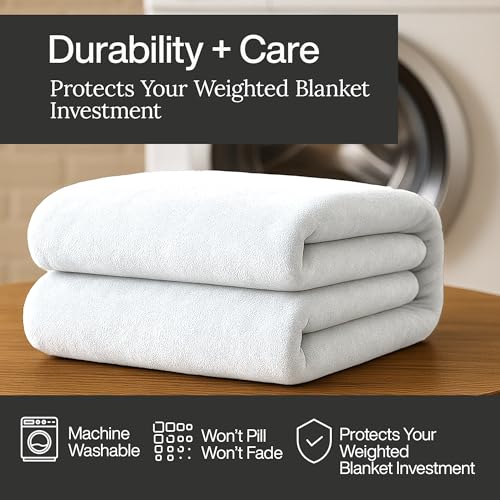 Image of HomeSmart King Size Weighted Blanket Cover - Ultra Soft White Minky, Fits 92x104 Weighted Blanket (Cover Only)