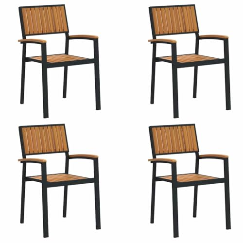 vidaXL Chaise empilable 4 pcs Marron 56 x 57 x 87 cm, Chaise en Acacia, siège Moderne empilable, Gain de Place, Salon terrasse, mobilier de Jardin, Design Solide
