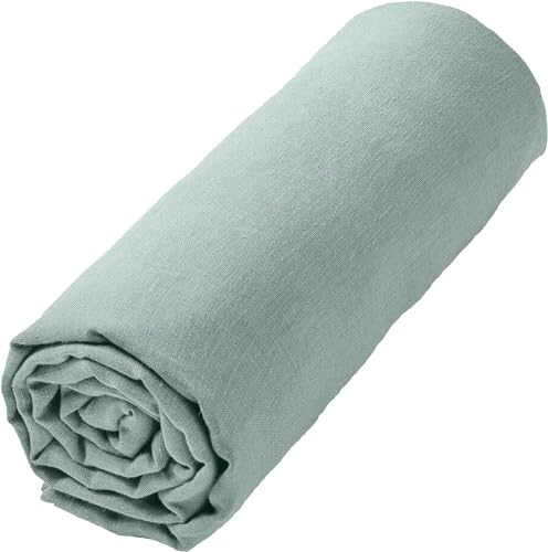 Sábana Bajera Ajustable 100% Algodón, Transpirable, Tacto Suave, Todas Las Medidas, Tejido Resistente, Alta Comodidad, Fabricado en Portuga (150 x 190/200 cm, Verde Agua)