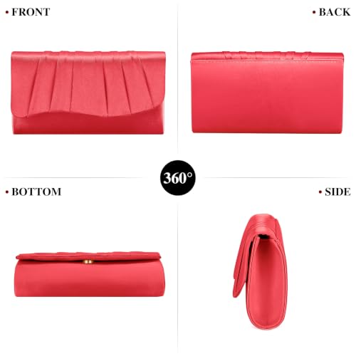 Image of UBAYMAX Clutch Purses for Women Formal, Pleated Satin Evening Bag Purse Handbags Evening Clutch for Prom Party Wedding