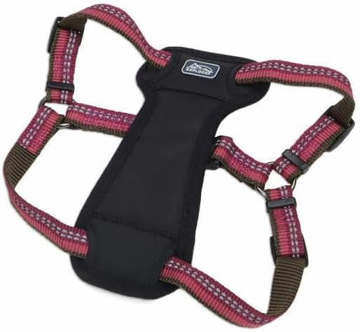 Pet K9 Explorer Reflective Adjustable Padded Dog Harness - Plush Chest Pad for Comfort - No-Pull Dog Harness for Small and Large Dogs - Berry - 5/8" x 12"-18", X-Small