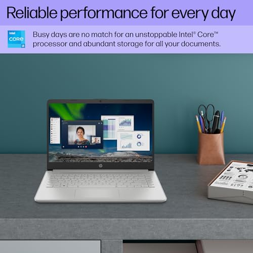 Image of HP 14 inch Laptop, Full HD Display, 12th Generation Intel Core i3-1215U, 4 GB RAM, 128 GB SSD, Intel UHD Graphics, Windows 11 in S Mode, 14-dq5000nr (2023)