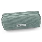 Teouuas Pencil Case, Astuccio in Tessuto a Coste Portatile, Astuccio in Velluto a Coste, Astuccios in Velluto a Costes a Doppio Strato, per Scuola, Casa e Ufficio (Grigio-Azzurro Chiaro)