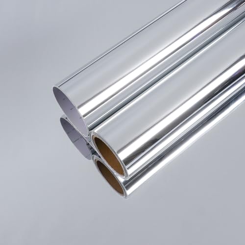 CHIHUT 12x100 Reflective Silver Mirror Stickers for Walls Self Adhesive Non-Glass Peel and Stick Vinyl Mirror Sticker Wallpaper Flexible Mirror Paper for Bedroom Dresser Cabinets Frame Door Decals