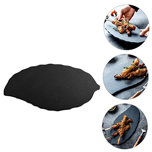 Plato para sushi en forma de hoja, piedra negra miniatura 4