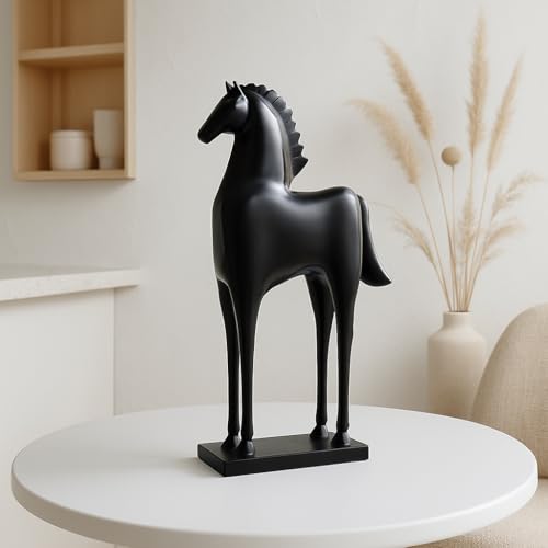 Image of Xtore Elegant Black Horse Figurine | Modern Minimalist Home,Office Decor | Sleek Resin Sculpture | Contemporary Home Accent