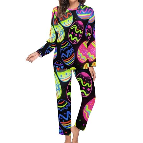 Image of Womens Pajamas Sets 2 Piece Long Sleeve Lounge Set Loose Pants Pj Sets Loungewear with Pockets