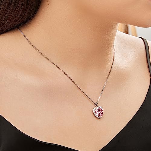 Cubic Zirconia Halo Heart Pendant Necklace Women Fashion Necklaces 16"-18"2