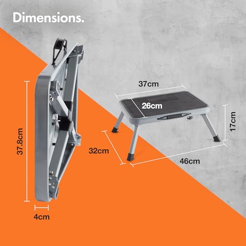 VonHaus Folding Step - Easy to Store, Foldable Caravan Steps – Anti Slip One Step Stool, Ideal for Home, Kitchen and Garage - Caravan Steps Folding, Small and Lightweight