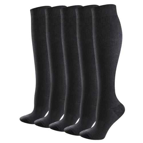 Compression Socks for Men Long Running Cycling Softball Baseball Athletic Sports Socks Flight Socks For Men,5 Pairs