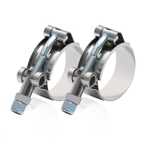 MaySpare 1.25 inch T Bolt Hose Clamp, Working Range 36-44mm for 1.25" I.D. Hose, 304 Stainless Steel Hose Clamp, Adjustable Turbo Clamps Intercooler Hose (Measure hose O.D. before buying) 2 Pack