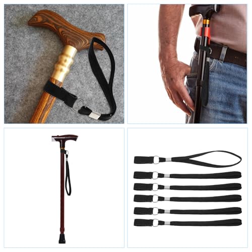 JIEYAO 6 Stück Gehstock-Handgelenkriemen, Handgelenkschlaufe für Gehstöcke Krücken-Handgelenkschlaufe Robuste Nylon Gehstock Schlaufe mit Metallring Armband für Gehstock Zubehör für Wanderkrücken