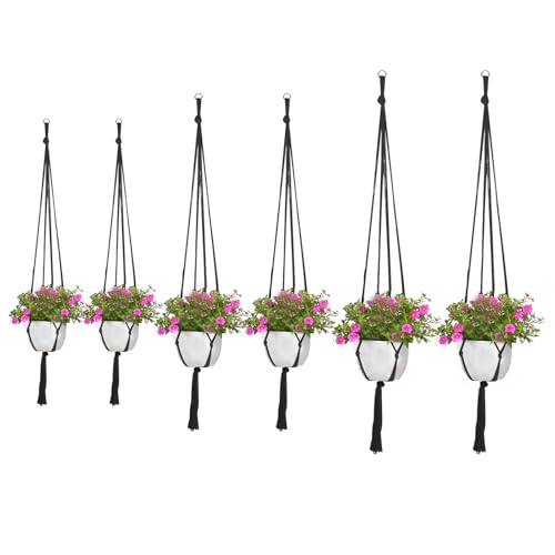 VTYTZZ - Juego de 6 macetas de maramé de 3 tamaños, 60 cm, 80 cm, suspensión de maramo, maceta colgante para plantas grasas, cactus, hierbas aromáticas