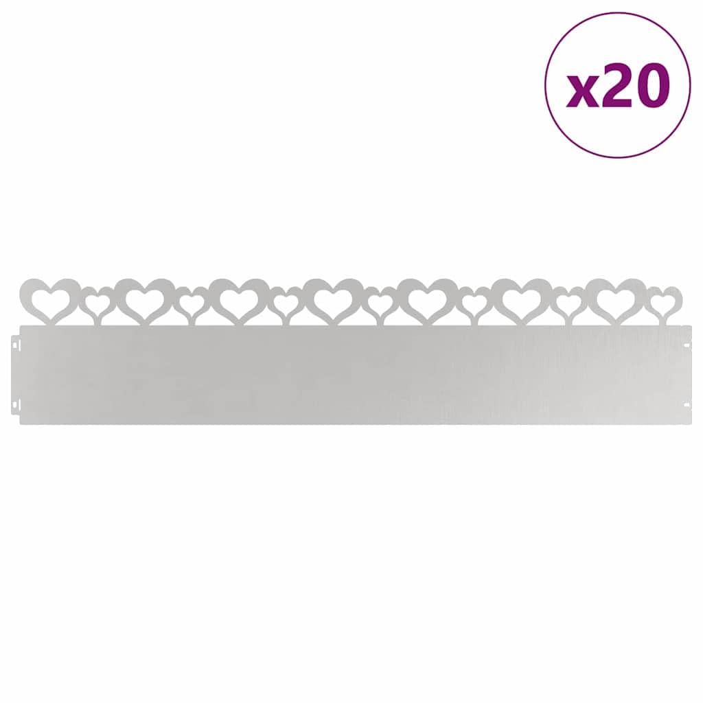 Krawędź trawnika 20 szt. 103 x 0,05 x 22 cm stal szlachetna srebrna