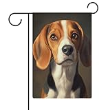 Brown Beagle Gartenflagge, saisonale Feiertage, Jute, doppelseitig, Haus, Hof, Außenflaggen, 32 x 47 cm