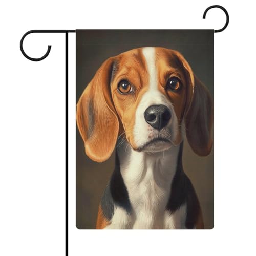Brown Beagle Gartenflagge, saisonale Feiertage, Jute, doppelseitig, Haus, Hof, Außenflaggen, 32 x 47 cm